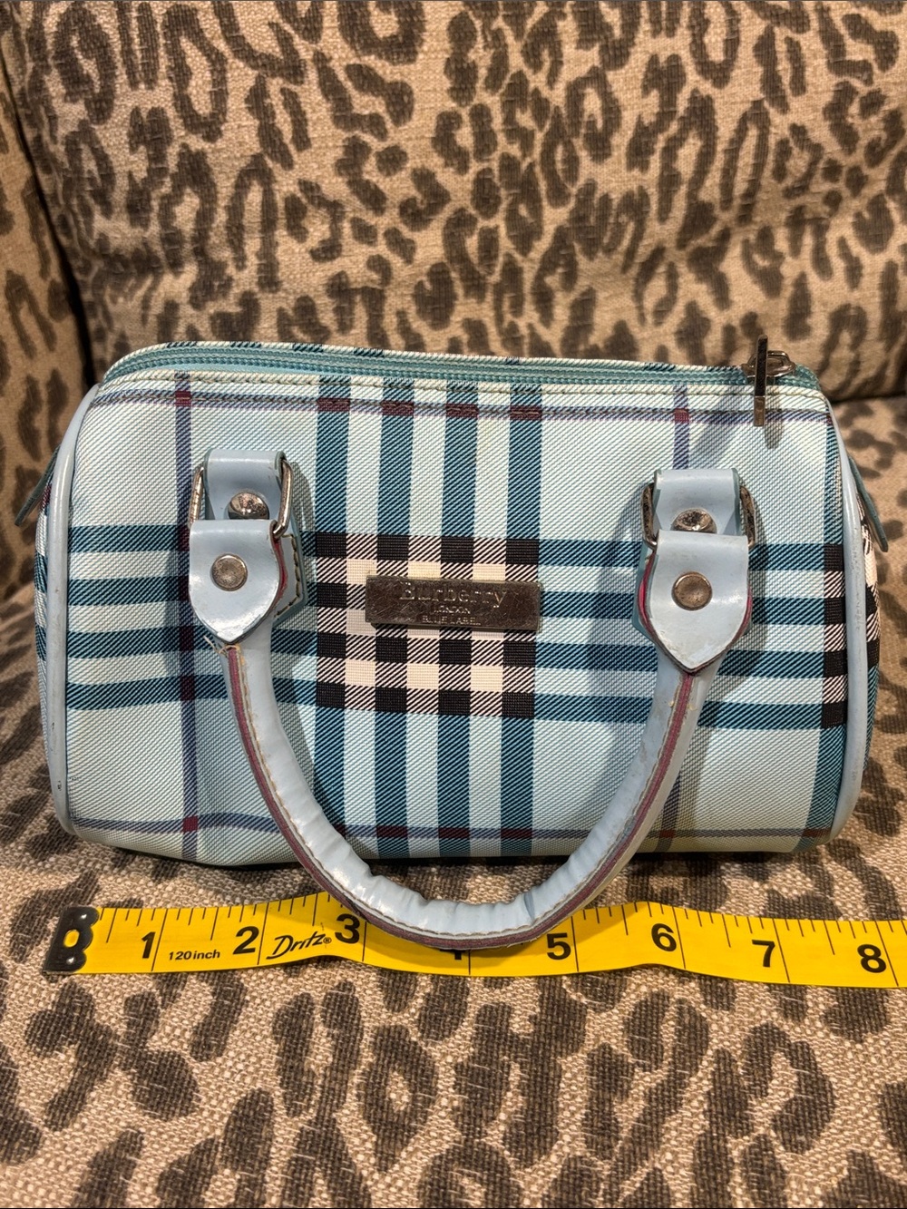 Rare! Burberry blue label mini top handle tartan plaid patent leather handle y2k - Picture 14 of 16